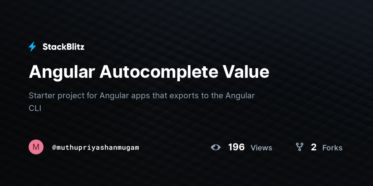 Angular Value StackBlitz