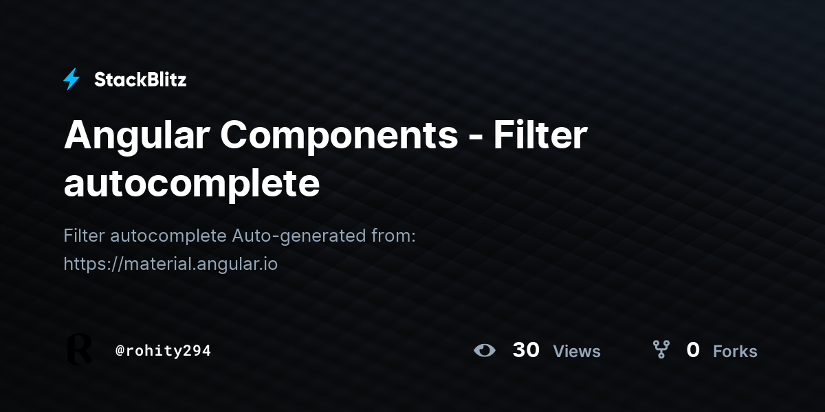 Angular Components - Filter autocomplete - StackBlitz