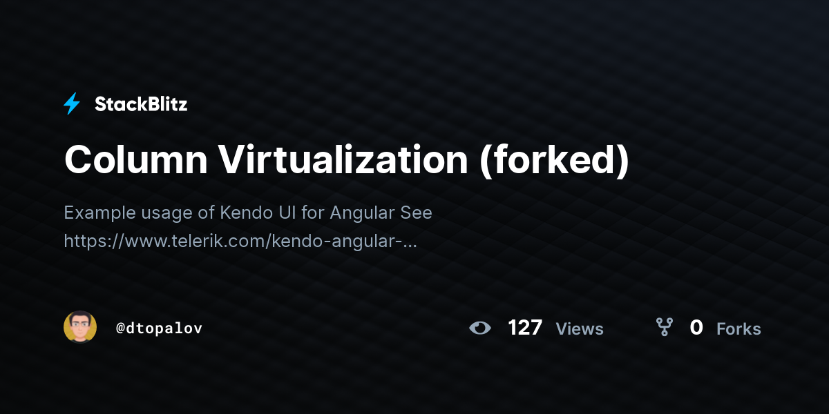 Column Virtualization (forked) - StackBlitz