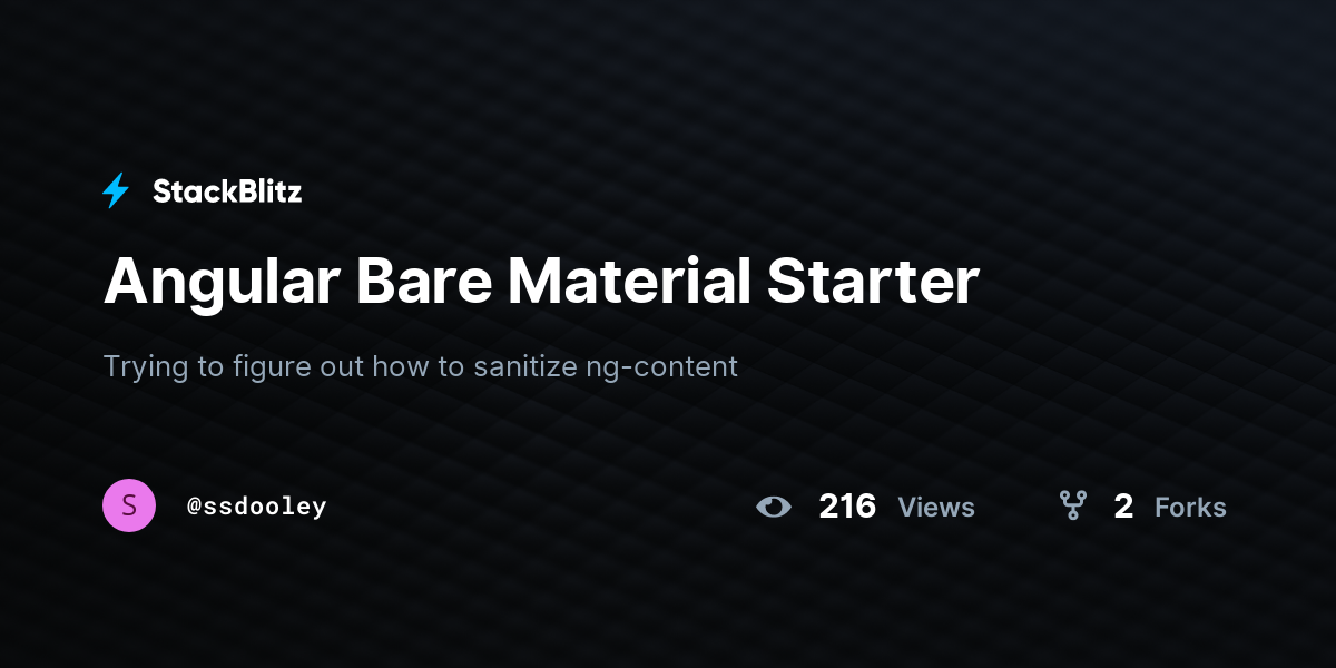 Angular Bare Material Starter - StackBlitz