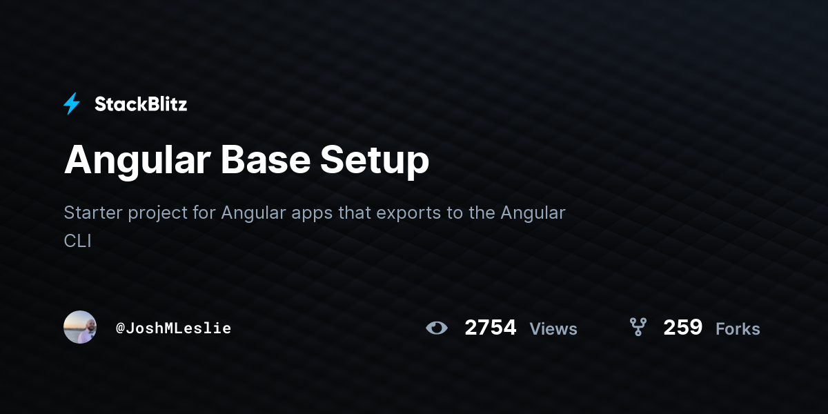 Angular Base Setup - StackBlitz
