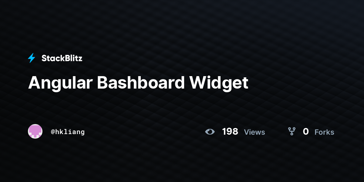 Angular Bashboard Widget - StackBlitz