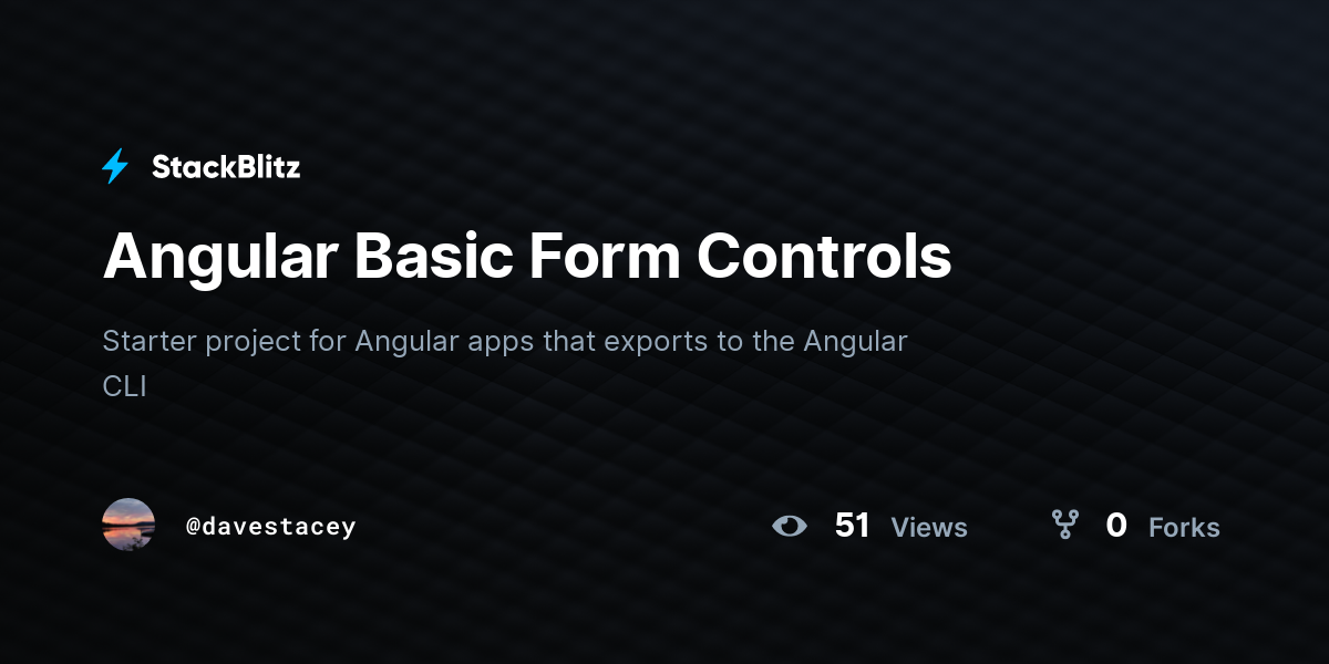 Angular Basic Form Controls - StackBlitz