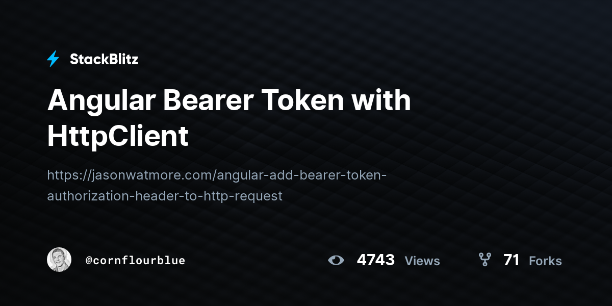 Angular Bearer Token with HttpClient StackBlitz