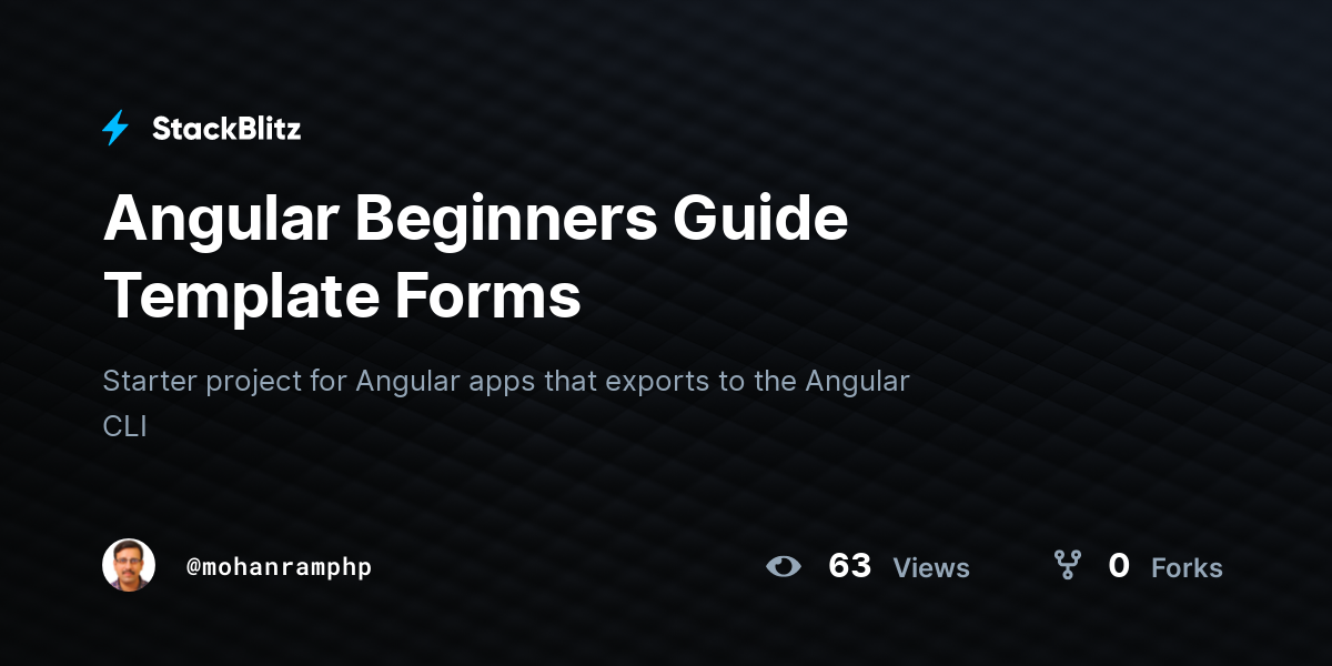 Angular Beginners Guide Template Forms - StackBlitz