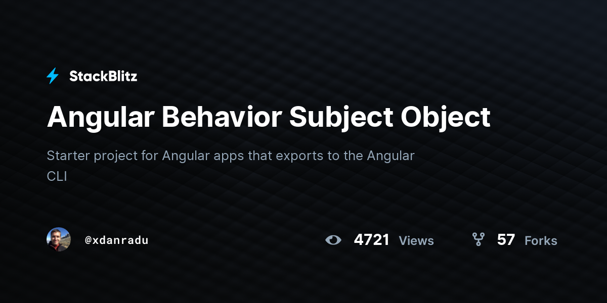 Angular Behavior Subject Object - StackBlitz