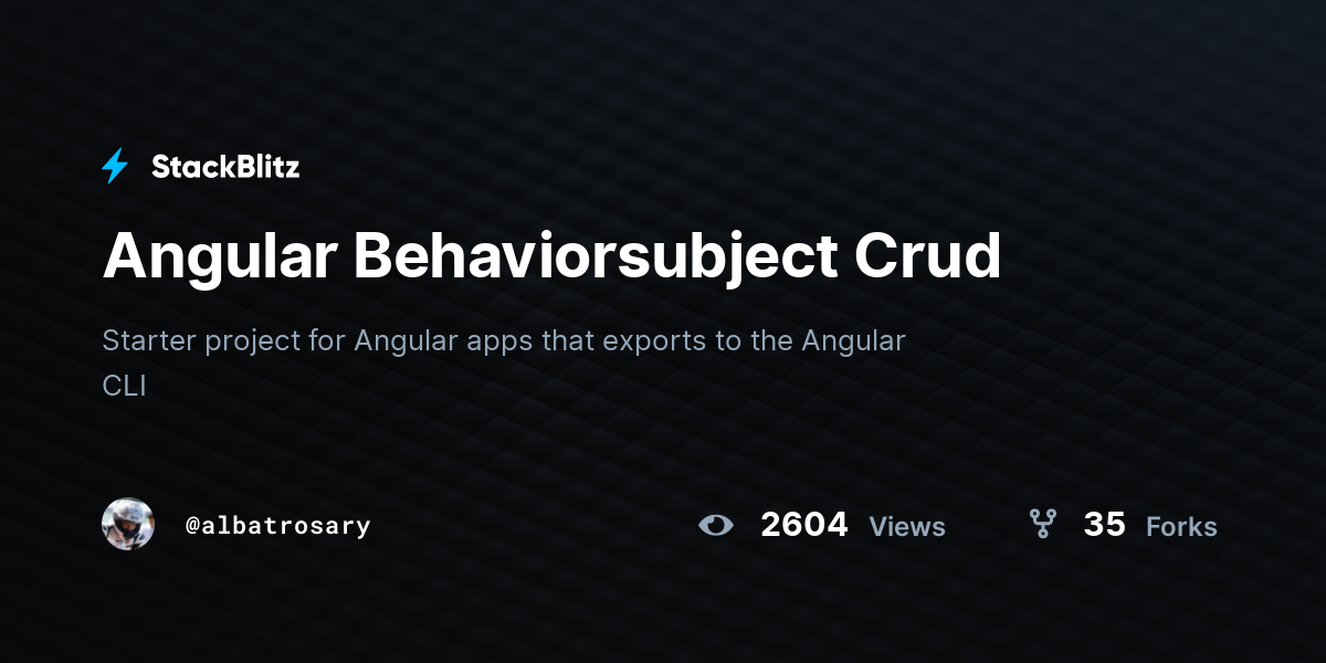 Angular Behaviorsubject Crud - StackBlitz