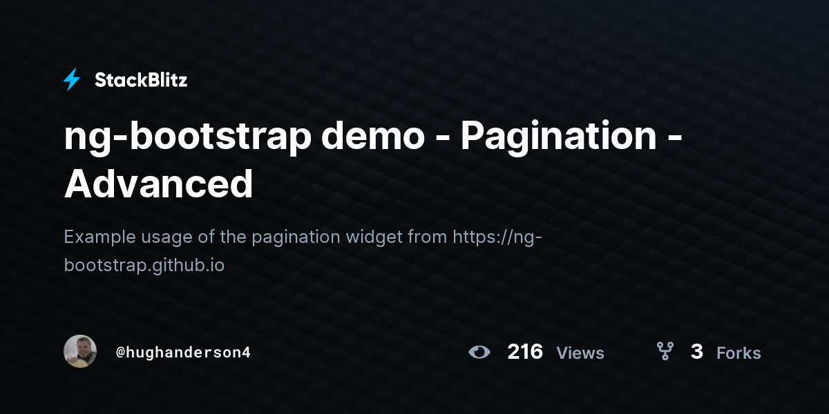 ng-bootstrap demo - Pagination - Advanced - StackBlitz