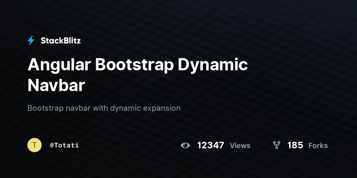 Angular Bootstrap Dynamic Navbar - StackBlitz