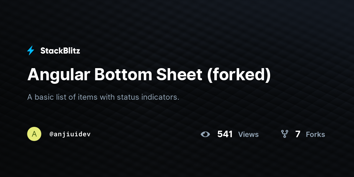 Angular bottom sheet forked stackblitz