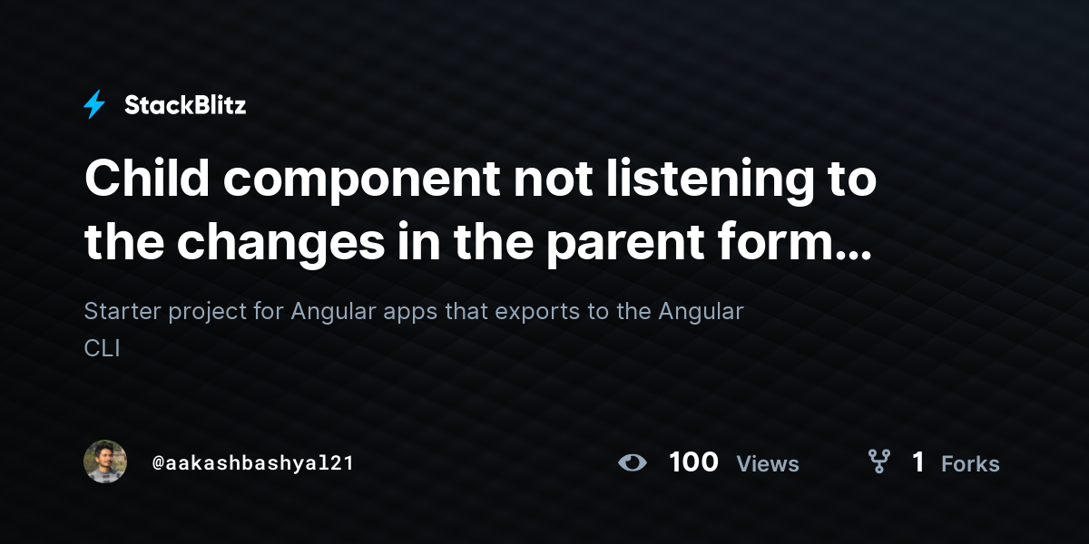 Child Component Not Listening To The Changes In The Parent Form Array 