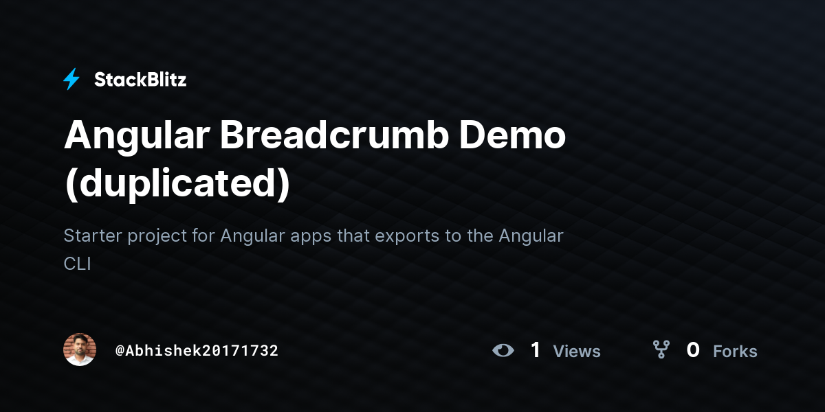 Angular Breadcrumb Demo (duplicated) - StackBlitz