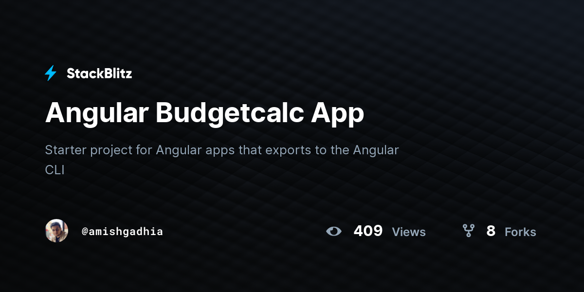 Angular Budgetcalc App - StackBlitz