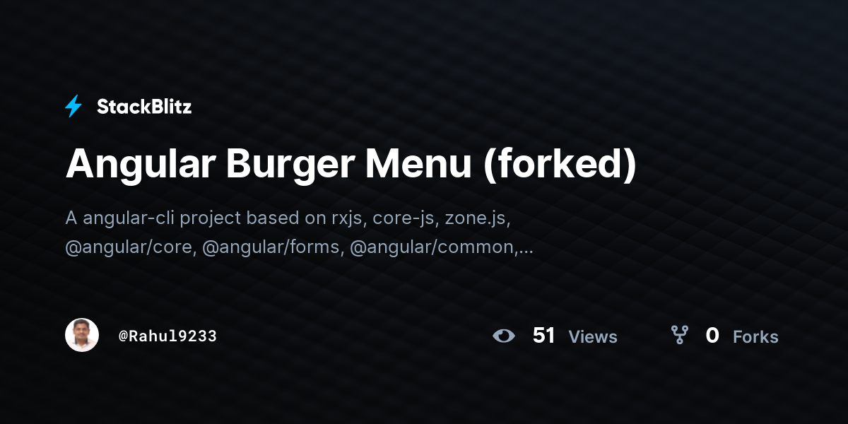 Angular Burger Menu (forked) - StackBlitz
