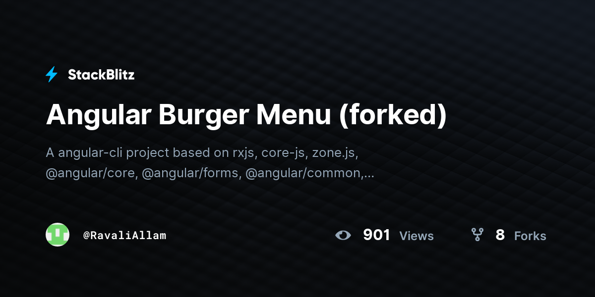 Angular Burger Menu (forked) - StackBlitz