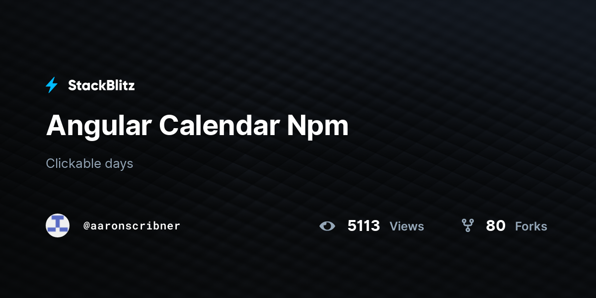 Angular Calendar Npm StackBlitz