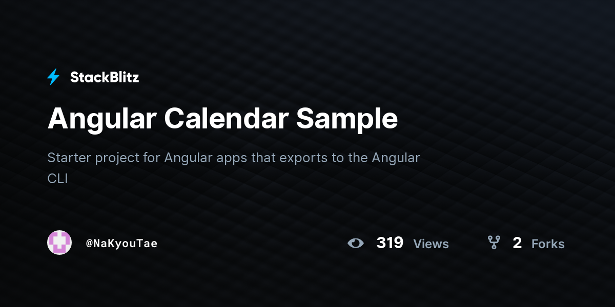 Angular Calendar Sample - StackBlitz