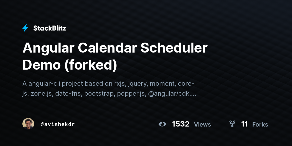 Angular Calendar Scheduler Demo (forked) - StackBlitz