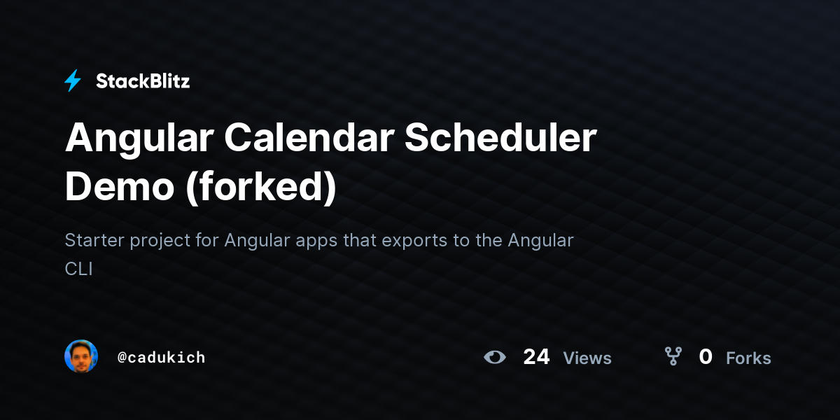 Angular Calendar Scheduler Demo (forked) StackBlitz