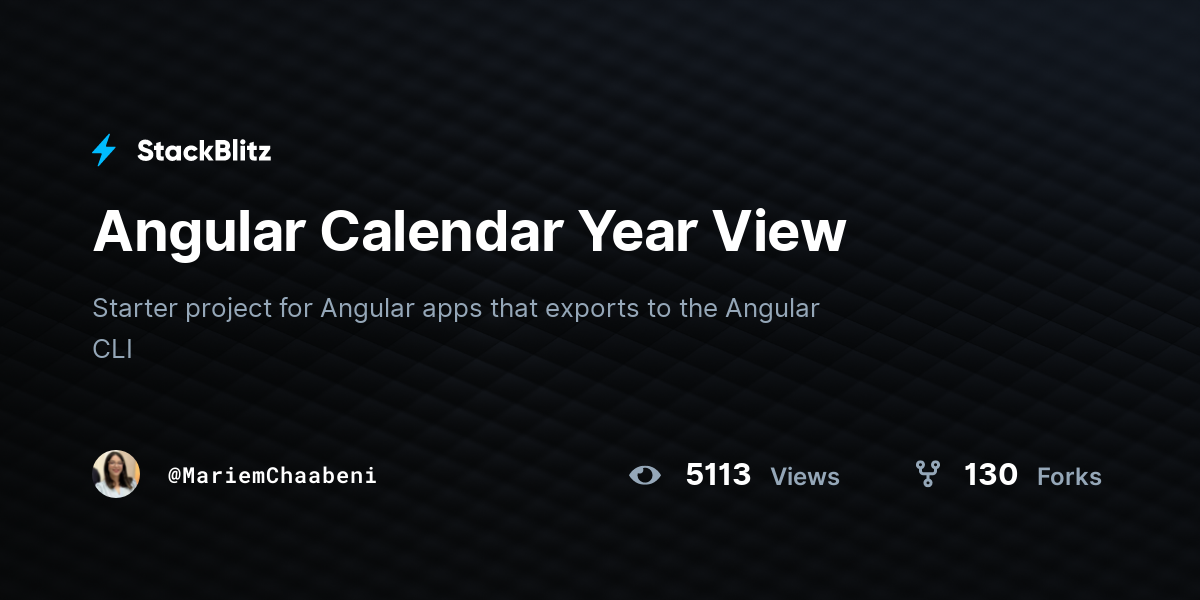 Angular Calendar Year View - StackBlitz