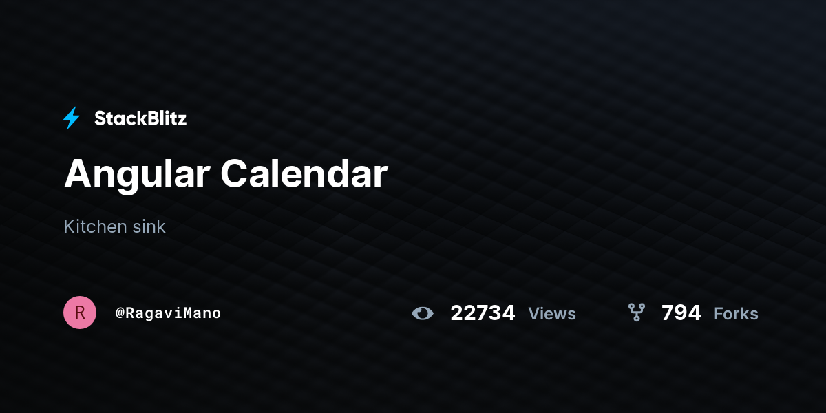 Angular Calendar StackBlitz