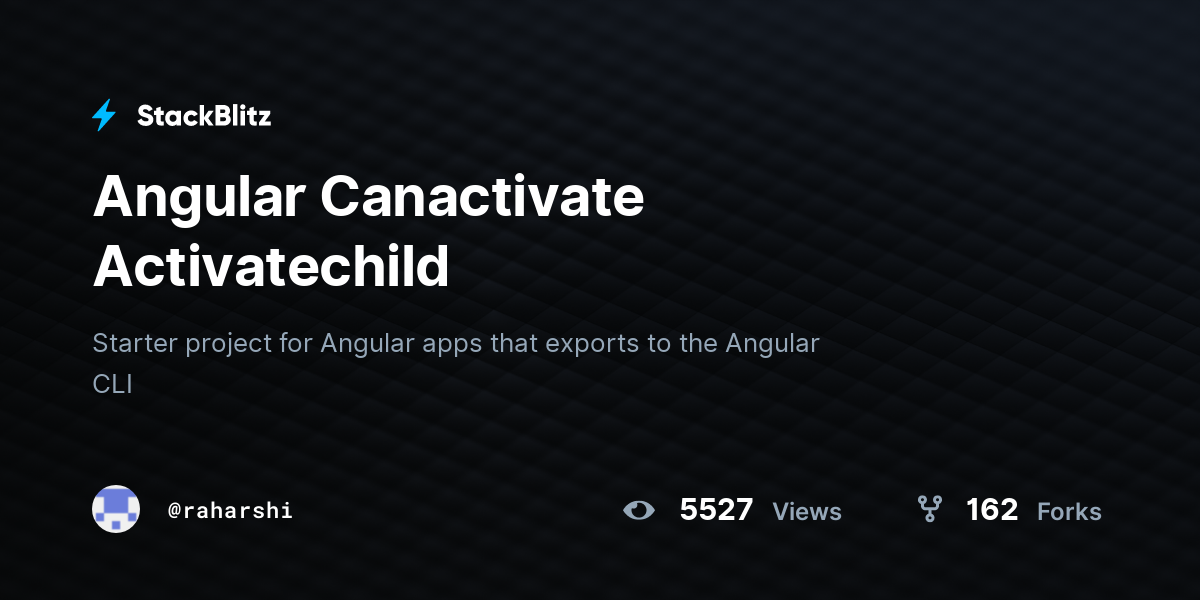 Angular Canactivate Activatechild - StackBlitz