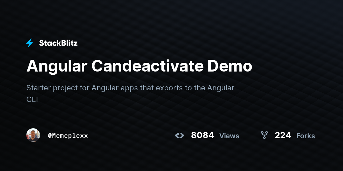 Angular Candeactivate Demo - StackBlitz