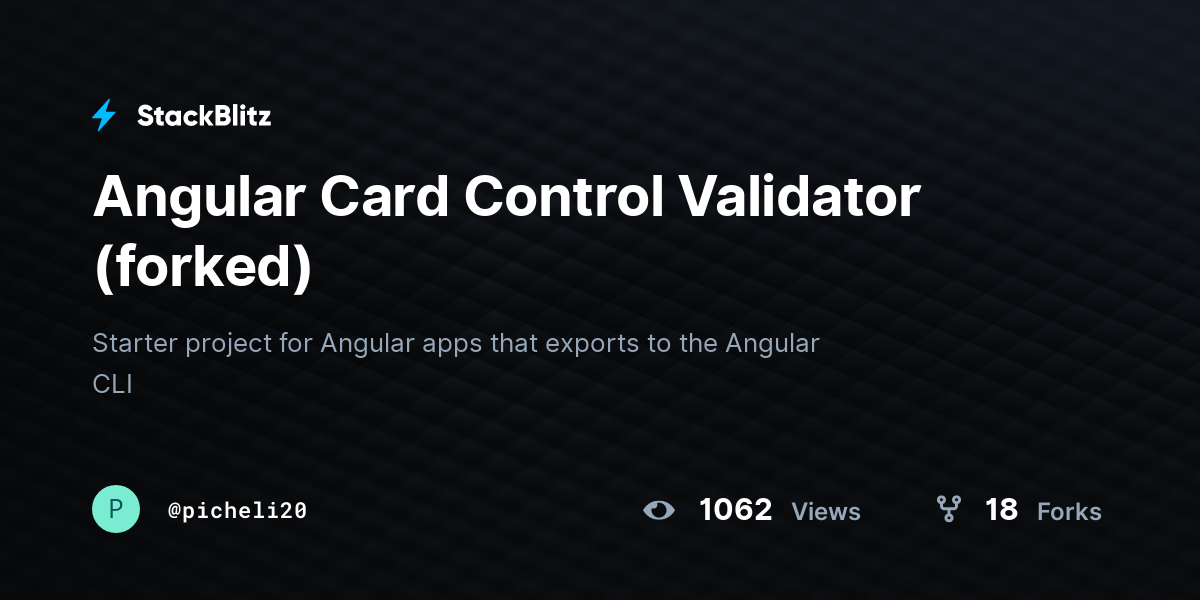 Angular Card Control Validator (forked) - StackBlitz