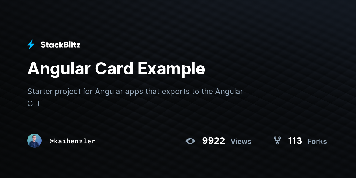 Angular Card Example - StackBlitz