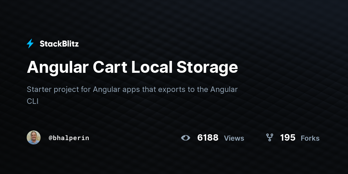 Angular Cart Local Storage - StackBlitz