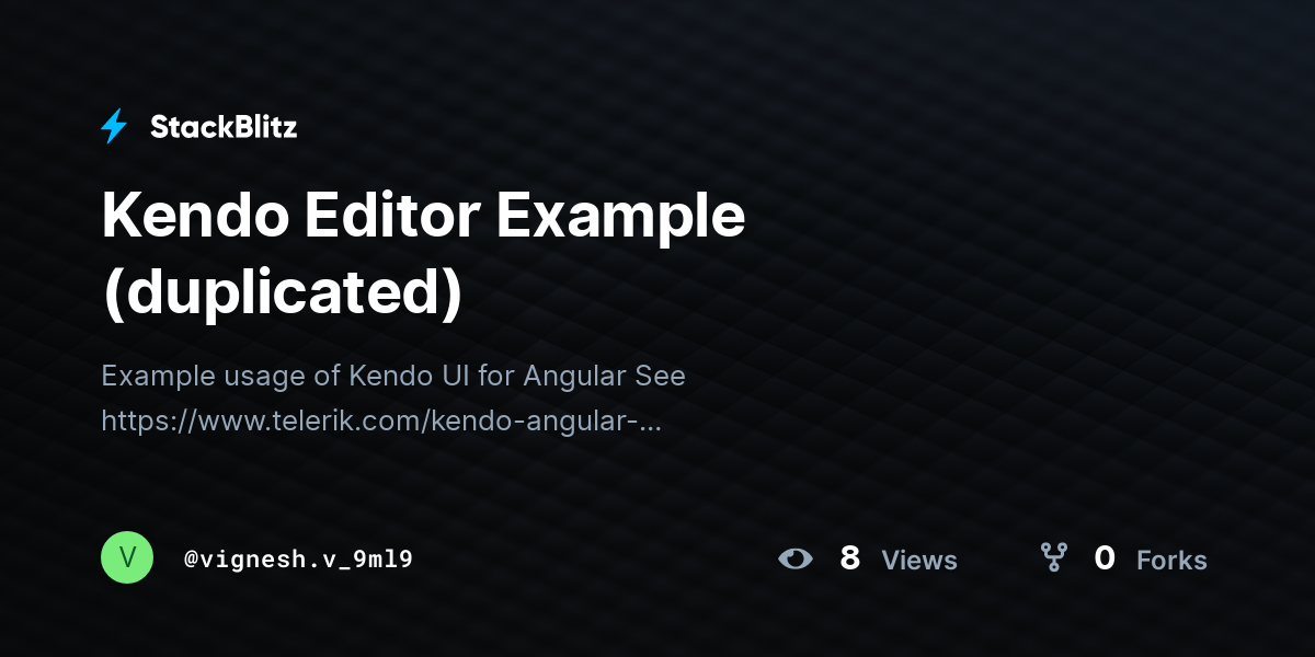 Kendo Editor Example (duplicated) - StackBlitz