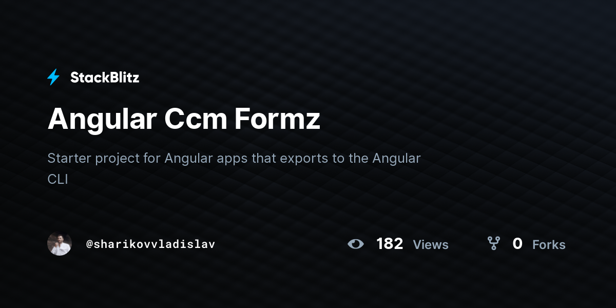 Angular Ccm Formz - StackBlitz