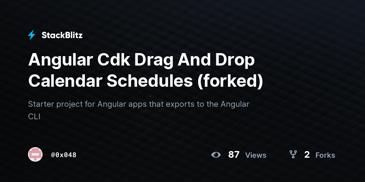 Angular cdk drag and drop calendar schedules forked stackblitz