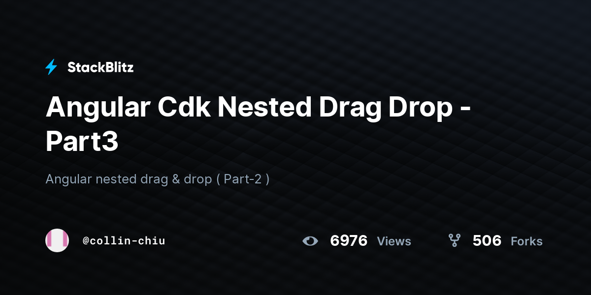 Angular Cdk Nested Drag Drop -Part3 - StackBlitz