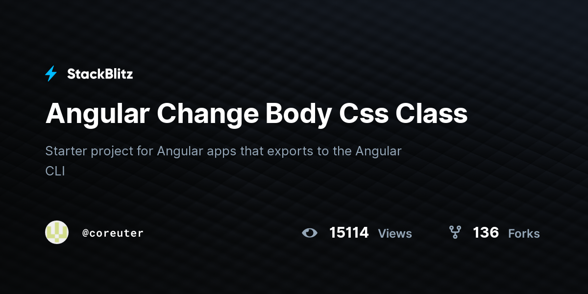 Angular Change Body Css Class - StackBlitz