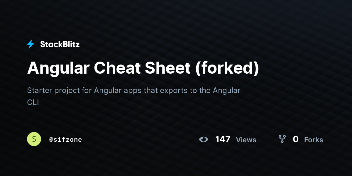 Angular Cheat Sheet (forked) - StackBlitz