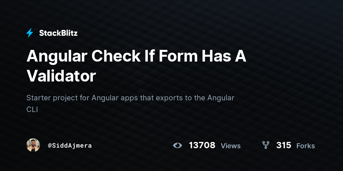 Angular Check If Form Has A Validator - StackBlitz