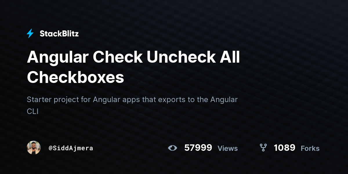 Angular Check Uncheck All Checkboxes - StackBlitz
