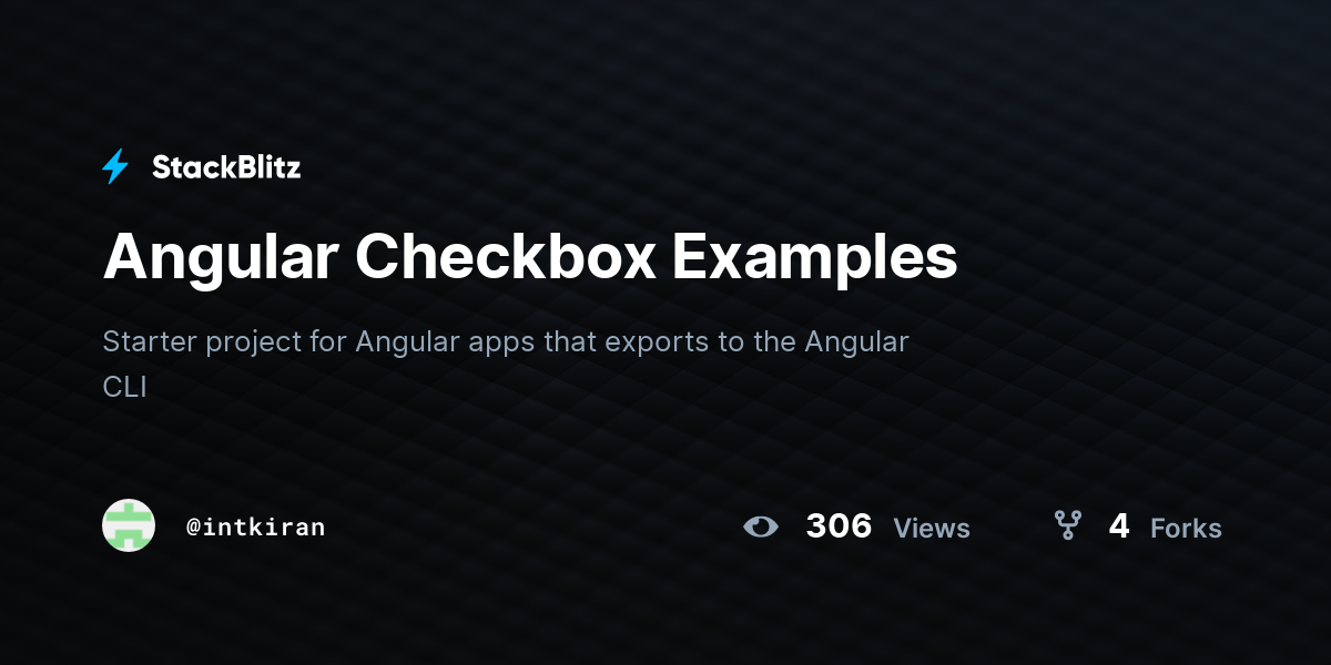 Angular Checkbox Examples - StackBlitz