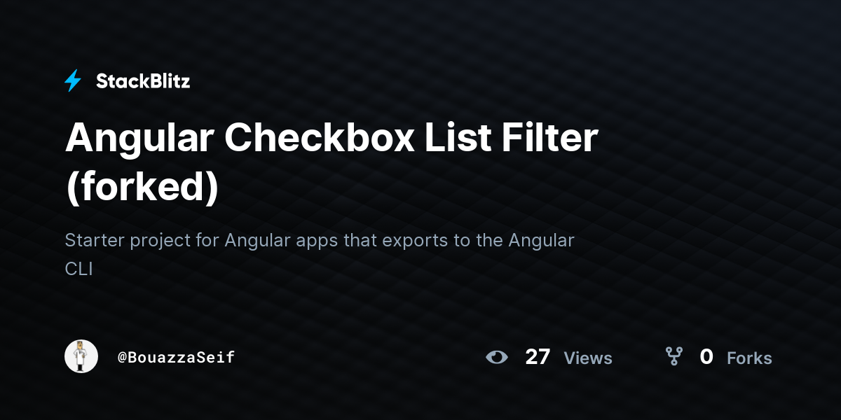 Angular Checkbox List Filter (forked) StackBlitz