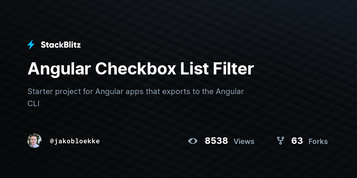 Angular Checkbox List Filter - StackBlitz