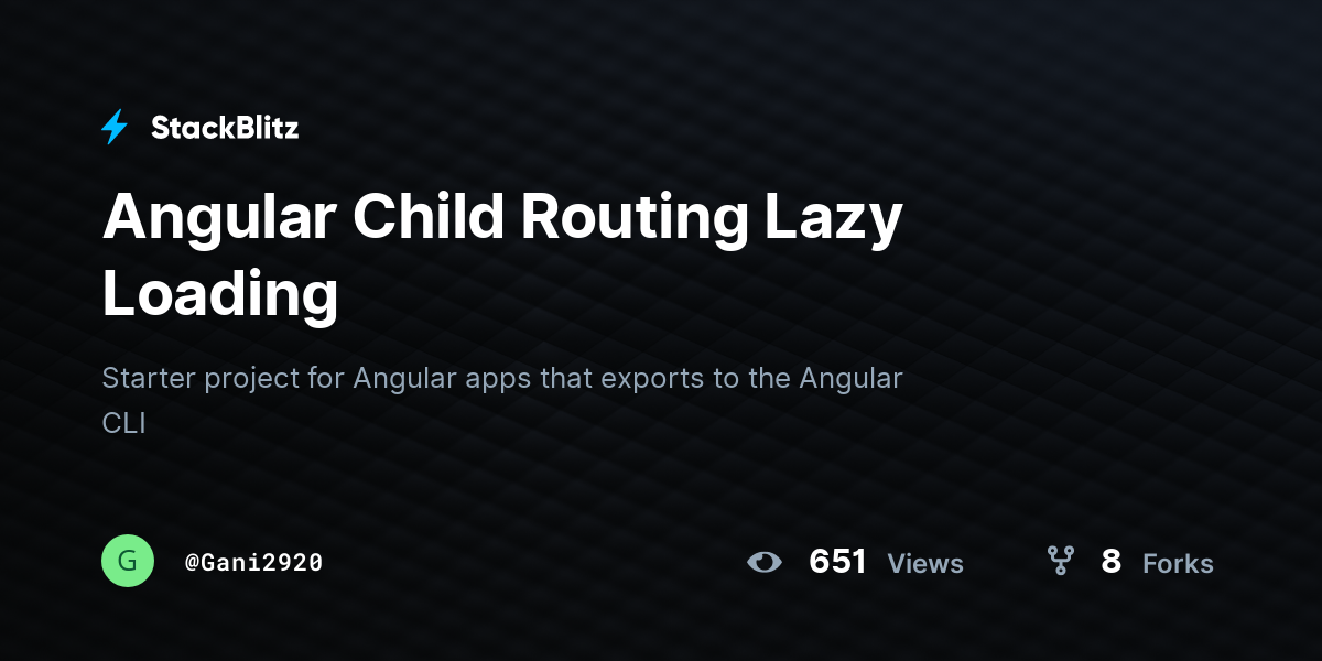 Angular Child Routing Lazy Loading - StackBlitz