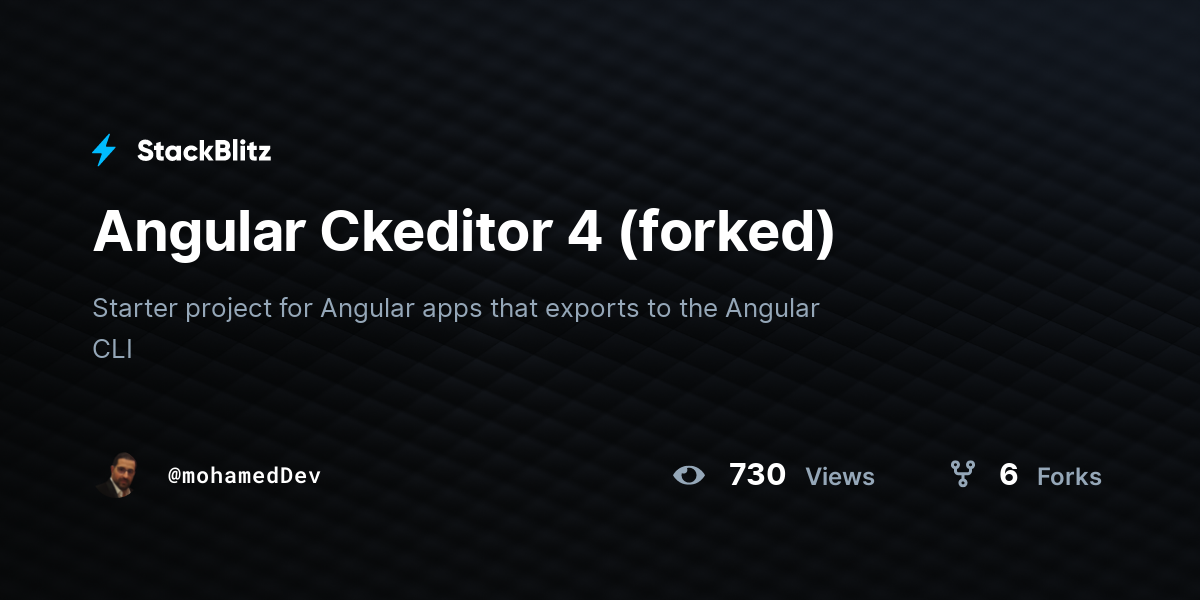 Angular Ckeditor 4 (forked) - StackBlitz