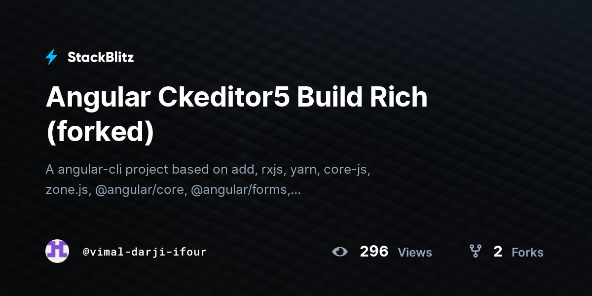 Angular Ckeditor5 Build Rich (forked) - StackBlitz