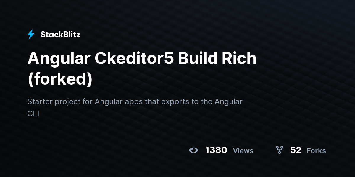 Angular Ckeditor5 Build Rich (forked) - StackBlitz