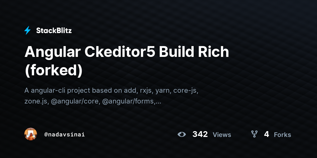 Angular Ckeditor5 Build Rich (forked) - StackBlitz