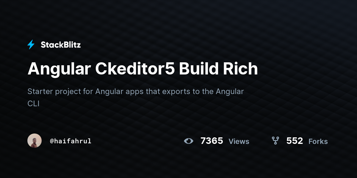 Angular Ckeditor5 Build Rich - StackBlitz