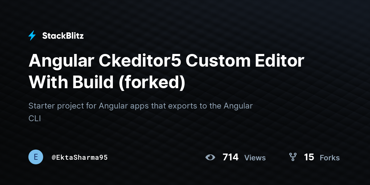 Angular Ckeditor5 Custom Editor With Build (forked) - StackBlitz