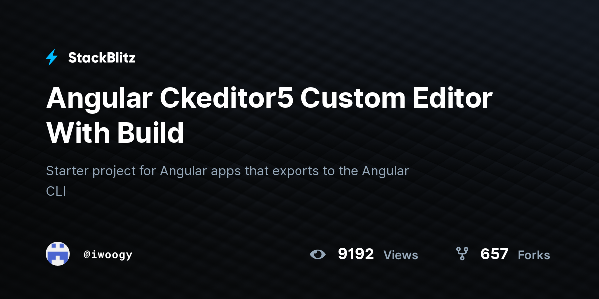 Angular Ckeditor5 Custom Editor With Build StackBlitz