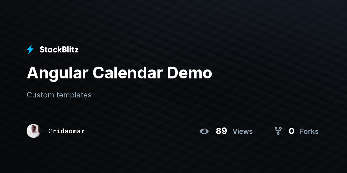 Angular calendar demo stackblitz
